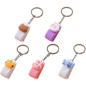 Tofficu 5Pcs Small Stapler Mini, Cute Animal Stapler with Keychain, Portable Cartoon Desktop Stapler for Student Office Stationery