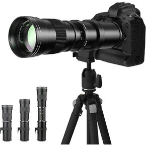 420-800mm f/8.3 Manual Telephoto Zoom Lens for Canon EOS 80D, 90D, Rebel T3, T3i, T4i, T5, T5i, T6, T6i, T6s, T7, T7I, SL1, SL2, EOS 70D, 77D, 80D, EOS 5D, II/III/IV, 6D | Camera Lens