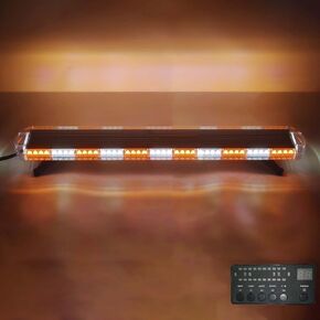 12V-28V 96 LED Amber/White Interval LED Light Wrecker Beacon Flashing Light Strobe Light Bar Emergency LED LightBar Trailer LED Light Bar (51 Inch)