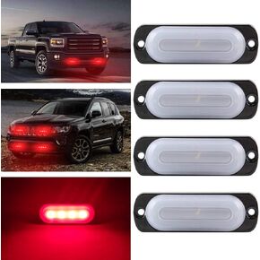 Sidaqi LED Emergency Strobe Lights Bar 4x Red 4 LED Strobe Warning Emergency Flashing Light Caution Construction Hazard Light Bar For Car Truck Van Off Road Vehicle ATV SUV Sync Function 12-24V