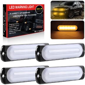 Sidaqi 4 قطع 12 مصباح LED للطوارئ، مصابيح وامضة للمركبات، مصابيح خطر البناء فائقة النحافة 12-24 فولت (أحمر وأبيض) in Kuwait