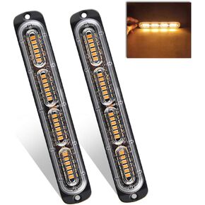 Teguangmei Emergency Warning Strobe Lights, Universal 2 Pack 24 LED 72W Flashing Surface Mount White Caution Construction Hazard Strobe Light Bar for Car Vehicle Truck Boat ATVs 12-24V