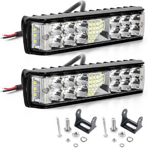 2Pcs Flush Mount LED Light Pods, Nifeida 6 Inch Triple Row Spot Flood Combo Beam Driving LED Work Light Backup Light Reverse Light Grill Mount Light for Offroad 4x4 Truck SUV ATV UTV Golf Tractor