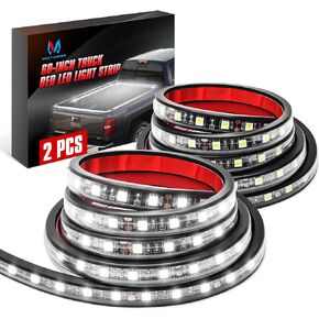 MICTUNING 2Pcs 60 Inch White LED Cargo Truck Bed Light Strip Lamp Waterproof Lighting Kit with On-Off Switch Fuse 2-Way Splitter Cable Compatible with Pickup RV SUV and More