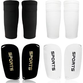 Soccer Shin Guards for Kids Youth Adults，2 Pairs Soccer Shin Guards and Sleeves - Protective Soccer Equipment for Football Games