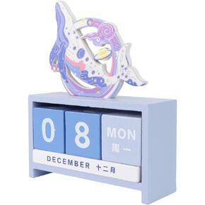 ABOOFAN Wooden Desk Blocks Calendar Daily Perpetual Desktop Calendar Living Room Decorations Home Office Furnishing DIY Yearly Planner Calendar Shops Ornaments Friends Gifts (Sky Blue)