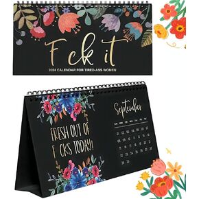 2024 Desk Calendar for Tired-Ass Women, Funny Novelty Monthly Desktop Calendar, Fu-ck it 2024 Calendar,Twin Wire Spiral Binding Thick Pape Sweary Calendar for Home Office Academic in Kuwait