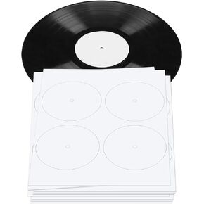 20 Sheets Vinyl Record Center Label with Hole for 12 Inch Long Playing Record 4 Inch Round Labels White Circle Stickers for Worn Damaged Replacement, 4 pcs Each, 80 Total