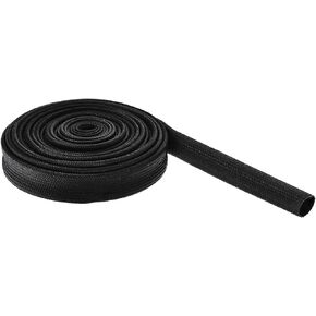 Silicone Fiberglass Sleeve Insulated Cable Protection Tube [for High-Temperature Applications] - 16Ft-10mm / Black