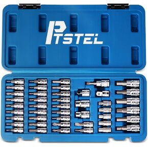 13Pcs Torx Bit Socket Set T8-T70 CRV Star Sockets 1/4-inch, 3/8-inch & 1/2-inch Drive For Hand Use Work On Cars, Trucks, Appliances, Lawn Equipment, Machinery, and Other Jobs With Storage Case