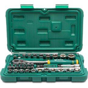 SATA 149 Piece Mechanics Tool Set | SAE & Metric | 1/4"& 3/8" Drive 72 Tooth Ratchet | Standard and Deep Sockets | Combination Wrenches - ST09543G