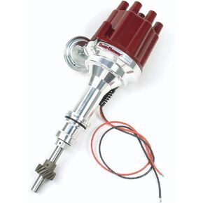 Pertronix D130701 Flame-Thrower Plug and Play Vacuum Advance Red Cap Billet Electronic Distributor with Ignitor II Technology for Ford Small Block