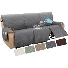 H.VERSAILTEX 100% Waterproof Recliner Cover 1-Piece Recliner Sofa Cover for 3 Cushion Couch Furniture Protector Cover with Non Slip Backing and Strap for Kids, Dogs, Pets(3 Seater, Chocolate)