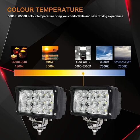 2 حزمة 6.3 بوصة 45 وات 5500LM ضوء عمل LED عالي التحمل 12 فولت/24 فولت، شريط إضاءة LED مقاوم للماء من Foglight للطرق الوعرة والشاحنة والجرار وATV وSUV وUTV، مع موصل DT in Kuwait