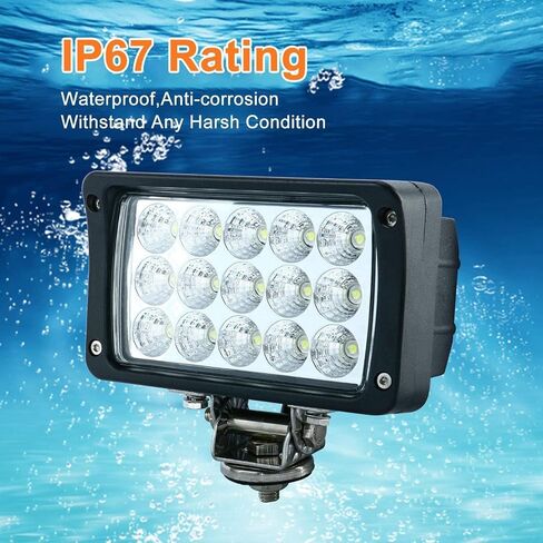 2 حزمة 6.3 بوصة 45 وات 5500LM ضوء عمل LED عالي التحمل 12 فولت/24 فولت، شريط إضاءة LED مقاوم للماء من Foglight للطرق الوعرة والشاحنة والجرار وATV وSUV وUTV، مع موصل DT in Kuwait
