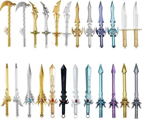 24 Pieces Ancient Sword Pens Set Gel Ink Pens Set Fun Novelty Pens Mixed Color Styles Plastic Gel Black Ink Pens for Boys School Writing Birthday Party Gifts in Saudi Arabia