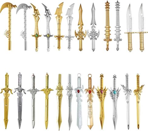 24 Pieces Ancient Sword Pens Set Gel Ink Pens Set Fun Novelty Pens Mixed Color Styles Plastic Gel Black Ink Pens for Boys School Writing Birthday Party Gifts in Saudi Arabia