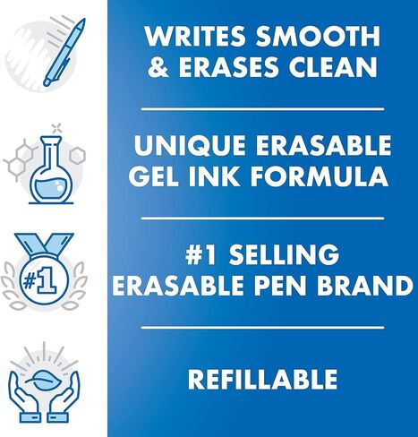 Pilot, FriXion Point Erasable & Refillable Gel Ink Pens, Extra Fine Point 0.5 mm, Pack of 12, Blue in Kuwait