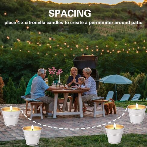 شموع السترونيلا في الهواء الطلق، مجموعة 12 شموع السترونيلا، مصنوعة من زيوت السترونيلا العطرية وشمع الصويا الطبيعي، وقت حرق 180 ساعة، 2.5 أونصة شموع صغيرة للفناء والمنزل والتخييم in Kuwait