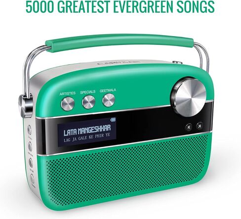 Saregama Carvaan Premium (نطاق ألوان البوب) هندي - مشغل موسيقى محمول مع 5000 أغنية محملة مسبقًا، FM/BT/AUX (أخضر الغابة) in Kuwait