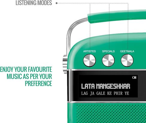 Saregama Carvaan Premium (نطاق ألوان البوب) هندي - مشغل موسيقى محمول مع 5000 أغنية محملة مسبقًا، FM/BT/AUX (أخضر الغابة) in Kuwait