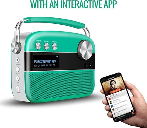 Saregama Carvaan Premium (نطاق ألوان البوب) هندي - مشغل موسيقى محمول مع 5000 أغنية محملة مسبقًا، FM/BT/AUX (أخضر الغابة) in Kuwait