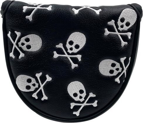 Golf Club Skull Mallet Putter Cover Magnetic Closure Skeleton PU Leather Headcover in Saudi Arabia