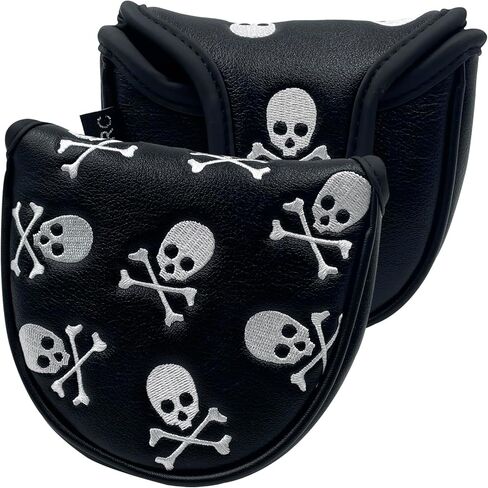 Golf Club Skull Mallet Putter Cover Magnetic Closure Skeleton PU Leather Headcover in Saudi Arabia
