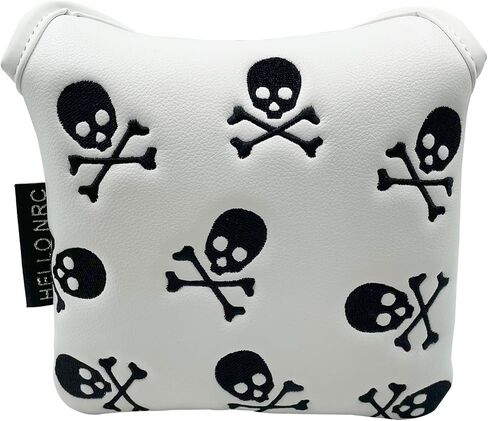 Golf Club Skull Mallet Putter Cover Magnetic Closure Skeleton PU Leather Headcover in Saudi Arabia