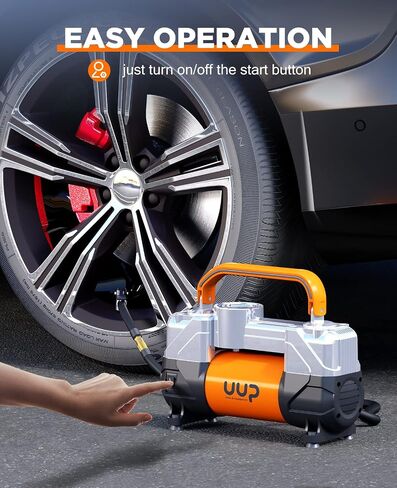 Tire Inflator Air Compressor, 150PSI 12V DC Double Cylinders Heavy Duty Portable Air Pump w/Emergency LED Light for Truck, SUV, Car, RV (black1) in Saudi Arabia