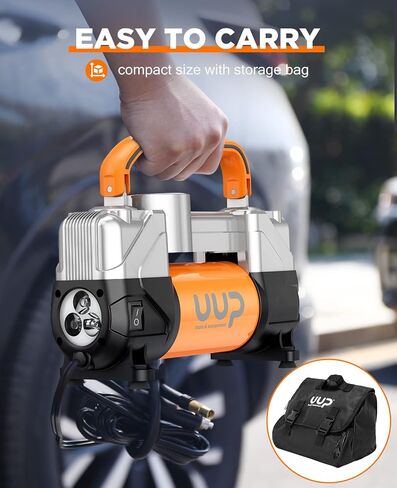 Tire Inflator Air Compressor, 150PSI 12V DC Double Cylinders Heavy Duty Portable Air Pump w/Emergency LED Light for Truck, SUV, Car, RV (black1) in Saudi Arabia