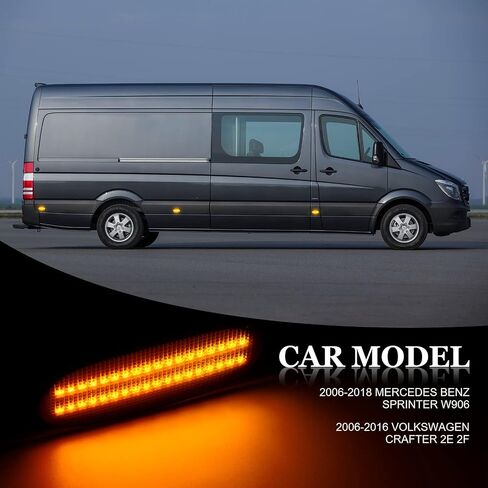 2 حزمة LED الجانب ماركر بدوره إشارة الجانب ماركر ضوء مجموعة الجمعية ل 2006-2018 VW C-rafter | مصابيح إشارة الانعطاف الجانبية لسيارة مرسيدس سبرينتر W906 لعام 2006-2018 (عدسة مدخنة) in Kuwait