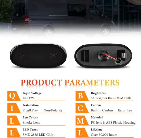 2 حزمة LED الجانب ماركر بدوره إشارة الجانب ماركر ضوء مجموعة الجمعية ل 2006-2018 VW C-rafter | مصابيح إشارة الانعطاف الجانبية لسيارة مرسيدس سبرينتر W906 لعام 2006-2018 (عدسة مدخنة) in Kuwait