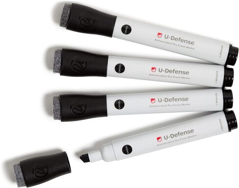 U Brands U Defense Dry Erase Markers, Office Supplies, Chisel Tip, Black, 4 Count in Saudi Arabia