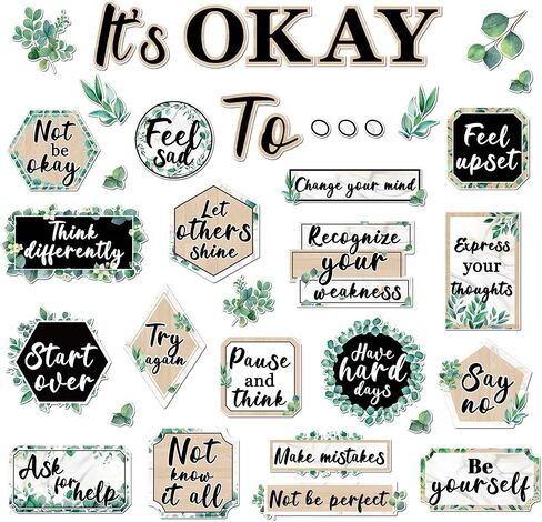 Mental Health Posters It's Okay to Colorful Bulletin Board Set Therapy Office Decor Inspirational Positive Affirmations Accents Psychology Wall Art for School Office Home Classroom Decoration Supply in Saudi Arabia