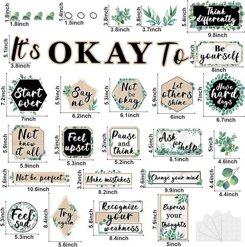 Mental Health Posters It's Okay to Colorful Bulletin Board Set Therapy Office Decor Inspirational Positive Affirmations Accents Psychology Wall Art for School Office Home Classroom Decoration Supply in Saudi Arabia