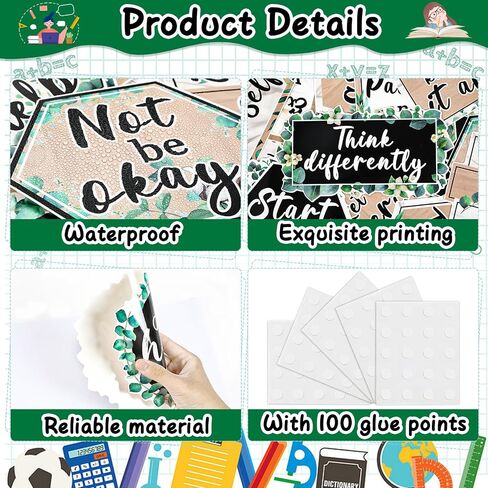Mental Health Posters It's Okay to Colorful Bulletin Board Set Therapy Office Decor Inspirational Positive Affirmations Accents Psychology Wall Art for School Office Home Classroom Decoration Supply in Saudi Arabia