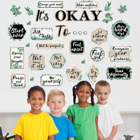 Mental Health Posters It's Okay to Colorful Bulletin Board Set Therapy Office Decor Inspirational Positive Affirmations Accents Psychology Wall Art for School Office Home Classroom Decoration Supply in Saudi Arabia