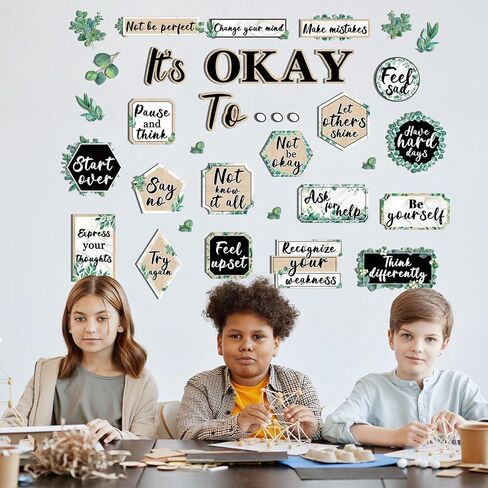 Mental Health Posters It's Okay to Colorful Bulletin Board Set Therapy Office Decor Inspirational Positive Affirmations Accents Psychology Wall Art for School Office Home Classroom Decoration Supply in Saudi Arabia