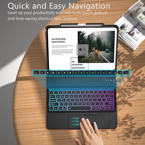 حافظة تعمل باللمس iPad Pro 12.9 مع لوحة مفاتيح لجهاز iPad 12.9 بوصة الجيل السادس 2022، لوحة مفاتيح سحرية قابلة للدوران 360 درجة مع لوحة تتبع، iPad Pro 12.9 بوصة لوحة مفاتيح لجهاز iPad 3rd 4th 5th Gen 6th - أسود in Kuwait