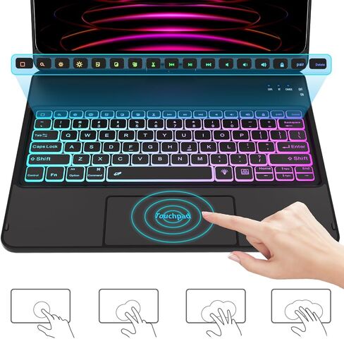 حافظة تعمل باللمس iPad Pro 12.9 مع لوحة مفاتيح لجهاز iPad 12.9 بوصة الجيل السادس 2022، لوحة مفاتيح سحرية قابلة للدوران 360 درجة مع لوحة تتبع، iPad Pro 12.9 بوصة لوحة مفاتيح لجهاز iPad 3rd 4th 5th Gen 6th - أسود in Kuwait