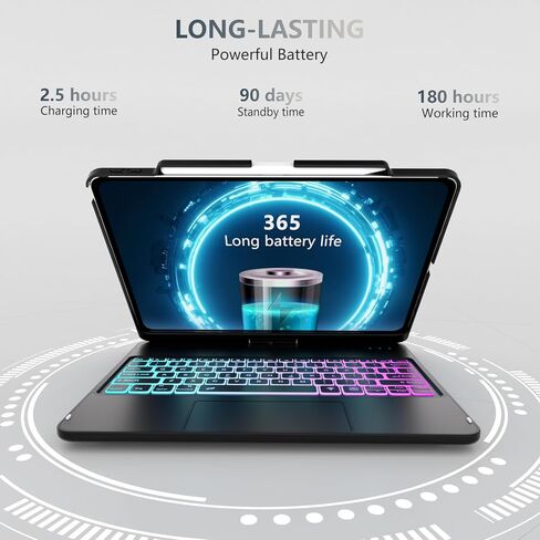 حافظة تعمل باللمس iPad Pro 12.9 مع لوحة مفاتيح لجهاز iPad 12.9 بوصة الجيل السادس 2022، لوحة مفاتيح سحرية قابلة للدوران 360 درجة مع لوحة تتبع، iPad Pro 12.9 بوصة لوحة مفاتيح لجهاز iPad 3rd 4th 5th Gen 6th - أسود in Kuwait