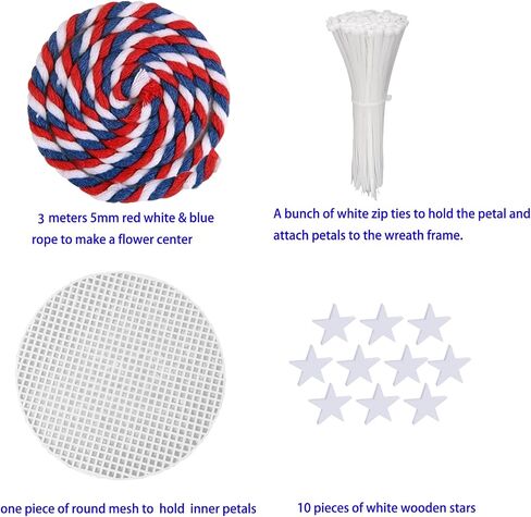 Patriotic American Flag Sunflower Wreath DIY Kit Red White Blue Poly Burlap Deco Mesh 10 Inch X 5 Yard 4th of July Door Decor Independence Day Wreath (A) in Saudi Arabia