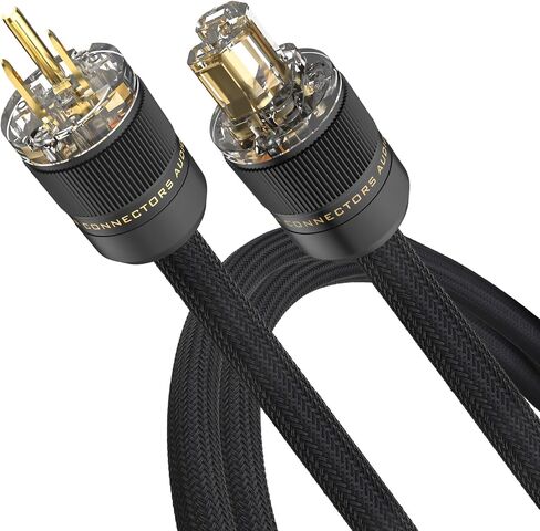 سلك طاقة Audiocrast HiFi، كابل طاقة مضخم مجدول عالي النهاية - 10AWG - OD 17 مم - درع، سلك طاقة تيار متردد عالي الدقة مع قابس أمريكي ذهبي + موصل IEC320 C13 (4.9FT/1.5M) in Kuwait