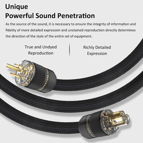 سلك طاقة Audiocrast HiFi، كابل طاقة مضخم مجدول عالي النهاية - 10AWG - OD 17 مم - درع، سلك طاقة تيار متردد عالي الدقة مع قابس أمريكي ذهبي + موصل IEC320 C13 (4.9FT/1.5M) in Kuwait