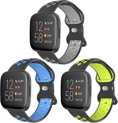 SKYLET Compatible with Fitbit Versa Bands/Fitbit Versa 2 Bands/Fitbit Versa Lite/Versa Special Edition Bands for Men Women, Sport Breathable Silicone Replacement Band for Versa 2 Smart Watch Women in Saudi Arabia