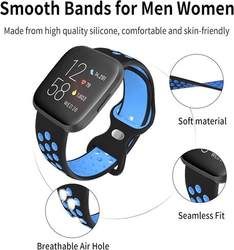SKYLET Compatible with Fitbit Versa Bands/Fitbit Versa 2 Bands/Fitbit Versa Lite/Versa Special Edition Bands for Men Women, Sport Breathable Silicone Replacement Band for Versa 2 Smart Watch Women in Saudi Arabia