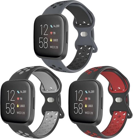 SKYLET Compatible with Fitbit Versa Bands/Fitbit Versa 2 Bands/Fitbit Versa Lite/Versa Special Edition Bands for Men Women, Sport Breathable Silicone Replacement Band for Versa 2 Smart Watch Women in Saudi Arabia