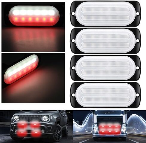 Sidaqi LED Emergency Strobe Lights Bar 4x Red 4 LED Strobe Warning Emergency Flashing Light Caution Construction Hazard Light Bar For Car Truck Van Off Road Vehicle ATV SUV Sync Function 12-24V in Saudi Arabia