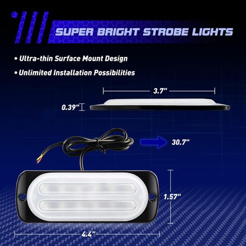Sidaqi LED Emergency Strobe Lights Bar 4x Red 4 LED Strobe Warning Emergency Flashing Light Caution Construction Hazard Light Bar For Car Truck Van Off Road Vehicle ATV SUV Sync Function 12-24V in Saudi Arabia